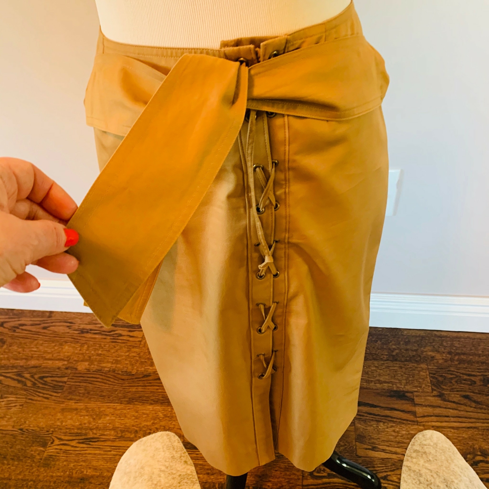 Gonna a matita Yves Saint Laurent cotone caramello usata in ottime condizioni TG FR 42 US 10 Made in France