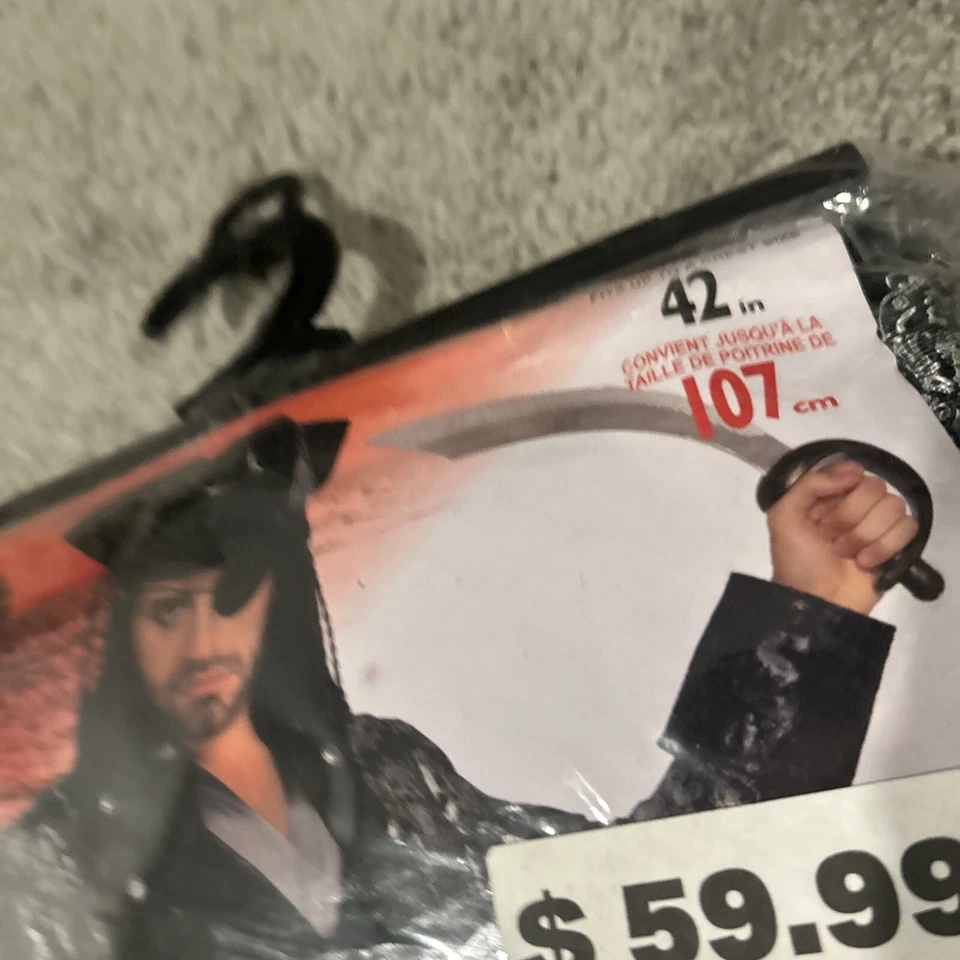 Disfraz de Capitán Esterlina Calavera Negra Pirata Halloween Adulto Hombre 42” Pecho Foto 3 de 3