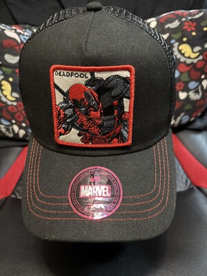 Deadpool Trucker Hat Snapback Cap Patch Mesh Marvel Comics Lids Exclusive Retro