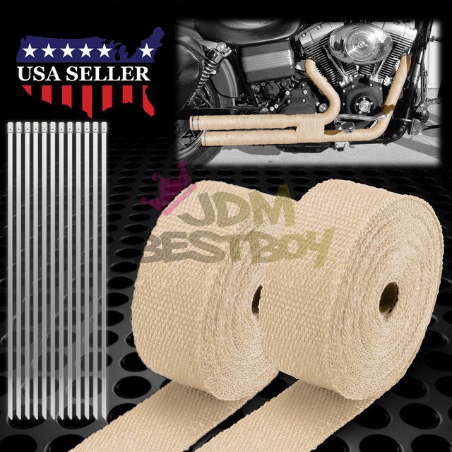 2 Roll x 2" 50FT Beige Exhaust Thermal Wrap Manifold Header Isolation