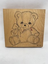 COMOTION Teddy Bear Large Wood Rubber Stamp 4.5   2124