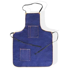 JSP Denim Apron Long Knee High, Blue, 25"x34", 2 Pockets Bib