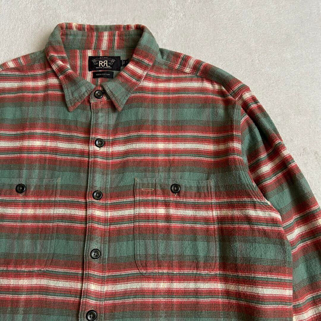 RRL RALPH LAUREN LONG SLEEVE SHIRT NATIVE STRIPED MEN RED x RRL RALPH LAUREN LONG SLEEVE SHIRT NATIVE STRIPED MEN RED x