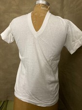 Vintage Fruit Of The Loom 100 ALL COTTON V Neck T Shirt Made In USA 38-40 M