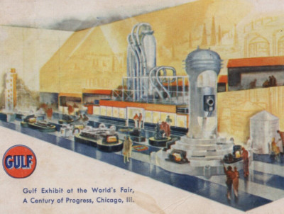 GULF Worlds Fair Chicago Illinois Stamped 1933 WF Postcard Oil Energy Gas