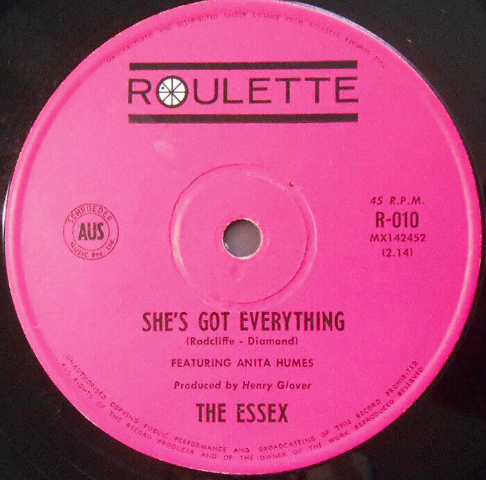 The Essex Rare OZ 45 She’s got everything EX ’63 Roulette R-010 Northern Soul