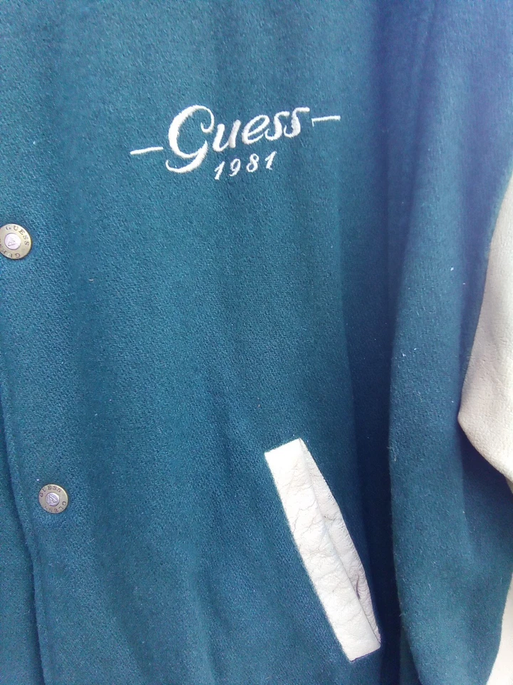 Guess Green 1981 Varsity Wool Jacket, Sz XL - Image 2 of 4