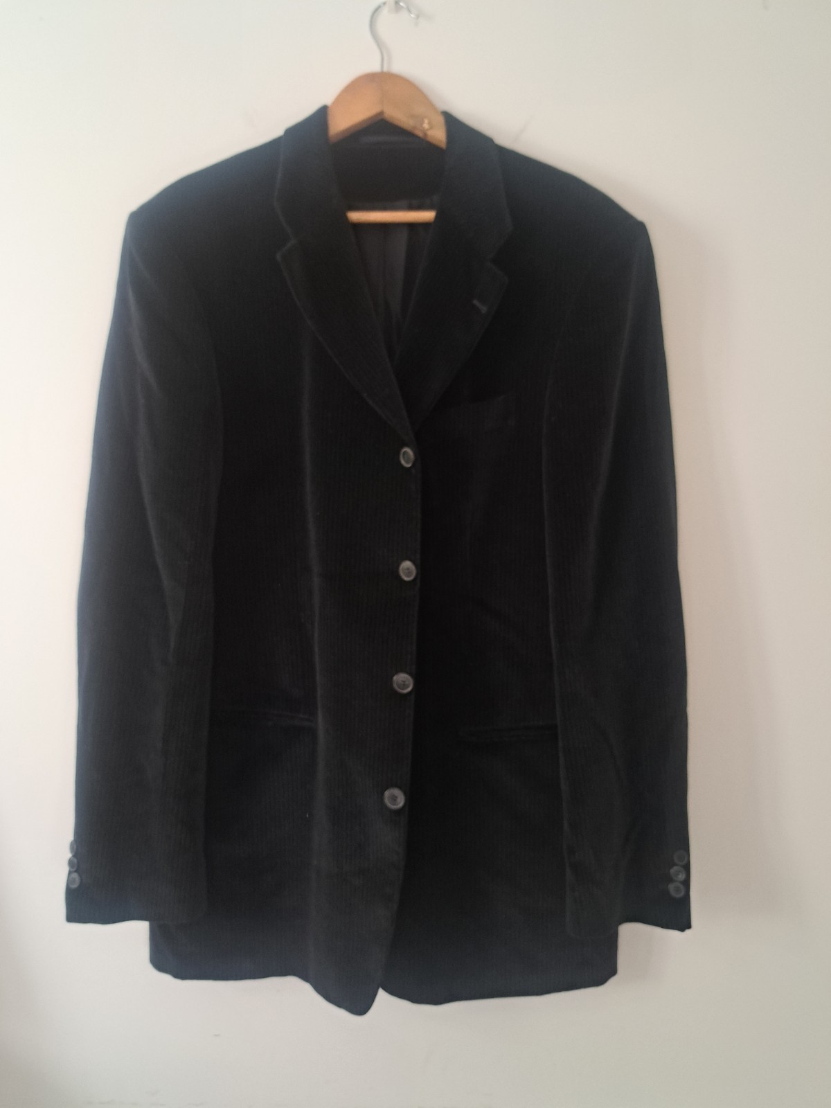 Austin Reed giacca smoking velluto cena 42 nero cotone Savile fila tacca risvolto.