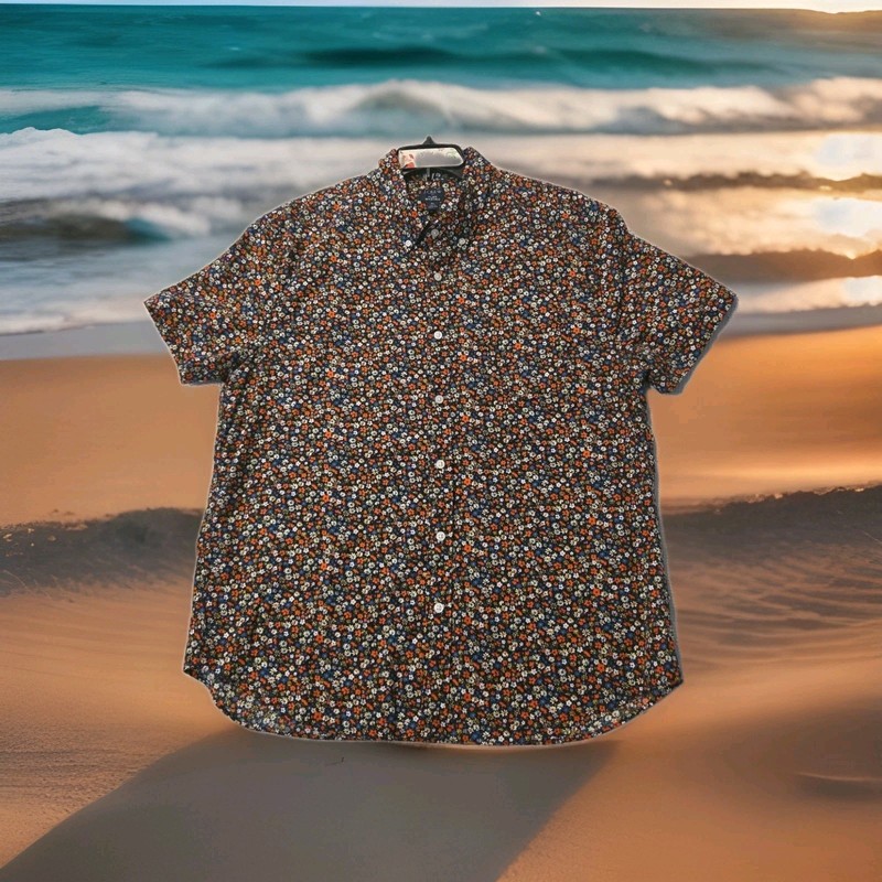 J. Crew Short Sleeve Cotton  Shirt XL Liberty Floral Affair Print Flex Washed 