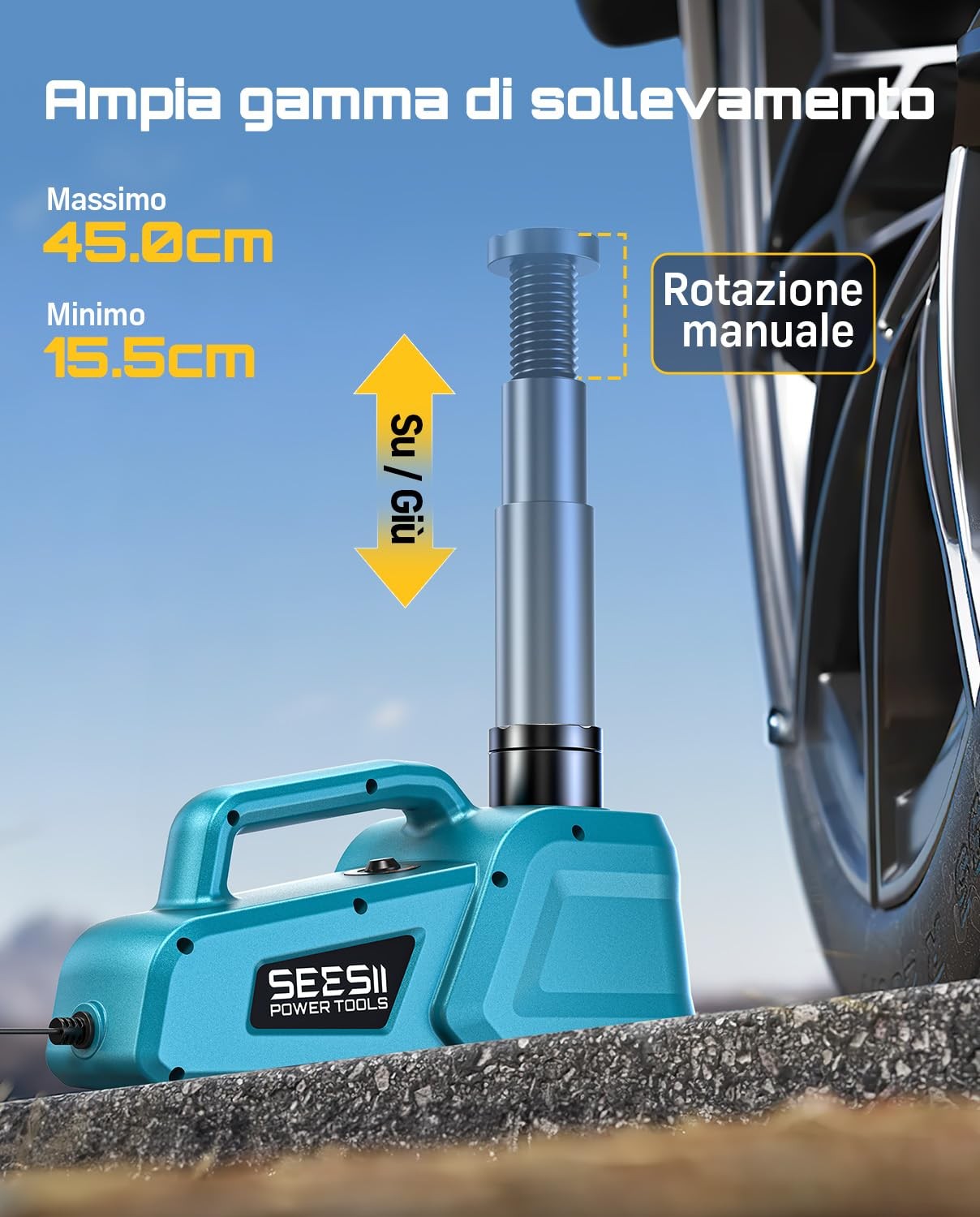 Cric Idraulico Elettrico per Auto 5 Tonnellate 12V con Telecomando e Luce LED - Miniatura 23