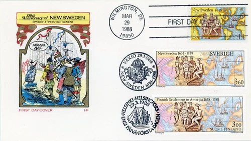 1988 Sc # C117 New Sweden Joint FDC with Sweden and Finland Farnam