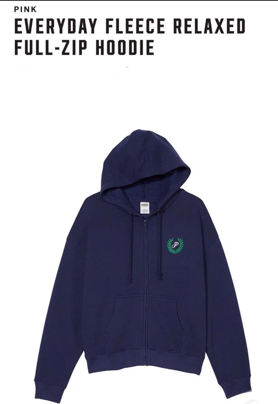 UNDERCOVER Felpa con cappuccio e zip intera Victoria’s Secret rosa mezzanotte blu navy tutti i giorni grande logo verde