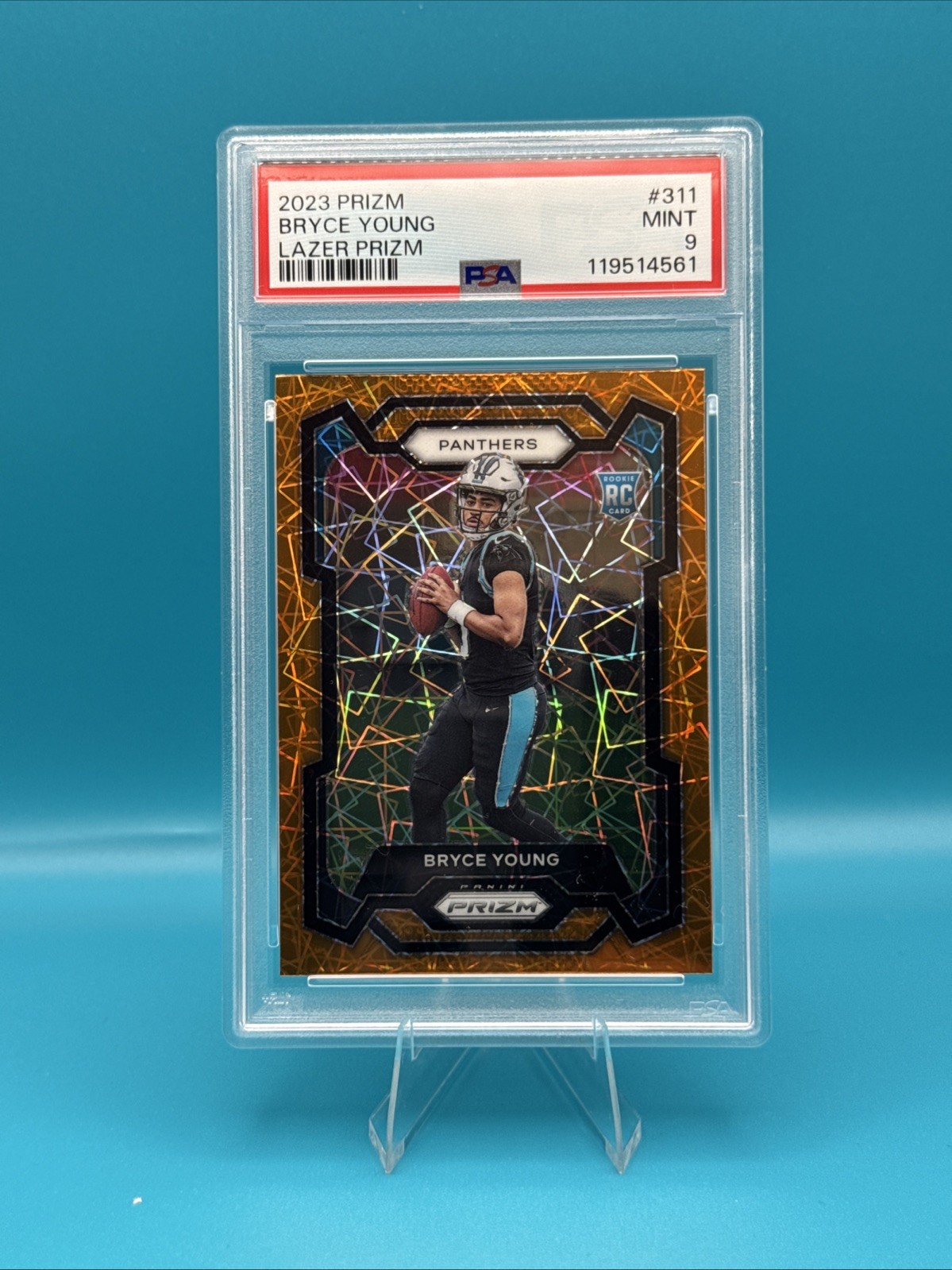Bryce Young 2023 Prizm Orange Lazer Prizm #311 PSA 9 Panthers RC