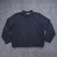 LL Bean Jacket Mens XL Navy Blue Harrington Full Zip Lined Collared Polyester