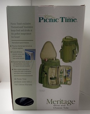 Picnic Time Meritage Cheese Wine/Spirits Picnic Tote Insulated Black NEW