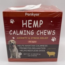 Hemp Calming Chews for Dogs Stress Anxiety Natural Calming 120 Chew s.EXP : 1/26