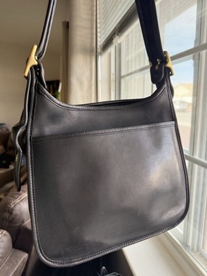 Vintage coach shoulder purse 9966 black and brass hardware zip | eBay
