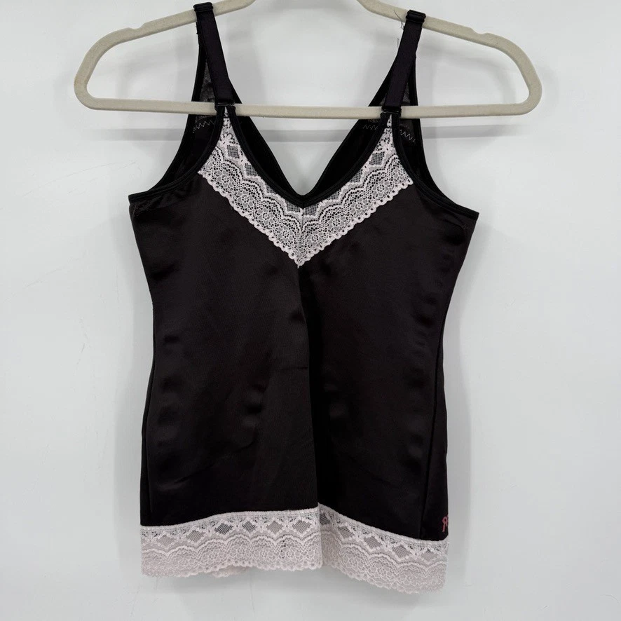 Camiseta sin mangas Ruby Ribbon 36 negra blanca con ribete de encaje 1020 Foto 2 de 4