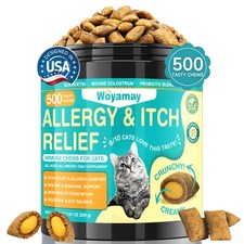 Cat Allergy Relief Chews &ndash; 500 Crunchy Treats for Itchy Skin, Eyes  Ears