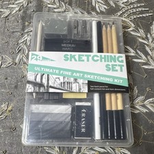 29 Piece Multicolor Sketch Pencil Set with Pencils, Charcoal, Eraser, Sharpener