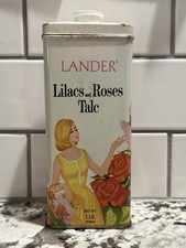 Vintage Lander One Pound Lilacs and Roses Talc Tin Prop Set Display Piece/ Full