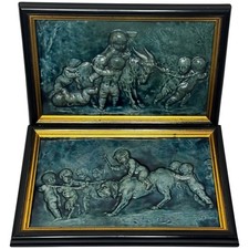 Kunst & Handwerk Kinder Satyr Hund & Ziege Fliese Tafeln Reginald Robert