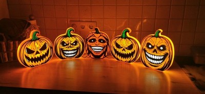   Handgefertigte Halloween Horror Kürbis Lightbox   Gruselige LED-Deko  