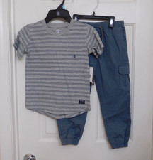 NWT 2pc Volcom Gray Striped Shirt Cargo Pocket Joggers sz 5 or 6