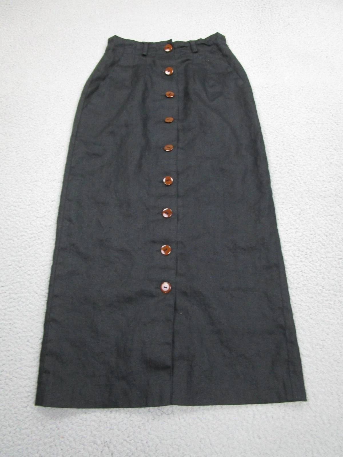 Vintage Linen Maxi Pencil Skirt Black Womens 4 Cottagecore Western Prairie y2k