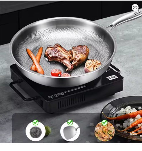 2026 New Titanium Frying Pan, 26/28/30cm Uncoated Titanium Pan