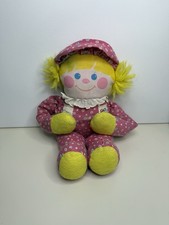 Vintage 1984 Fisher Price Plush Crib Friends Girl Pink Doll Rattle Baby
