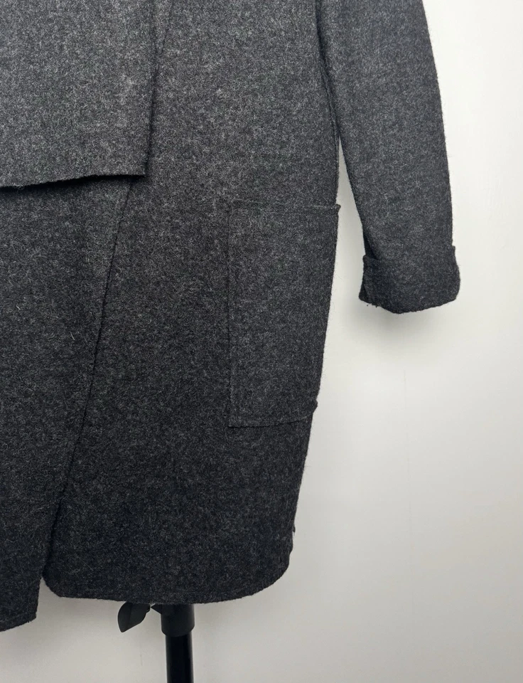 Cut Loose L Wool Charcoal Mélange Jacket Coat Attached Scarf Made in USA - Image 3 of 4