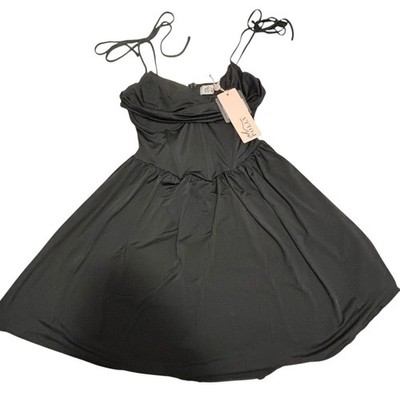 Oh Polly Black Corset Mini Dress Size 6 Whimsigoth Fairy Grunge Witchy Gothic