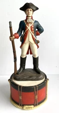 Minuteman Revolutionary War Soldier w/Drum Base 1965-Hand Painted Molded Ceramic