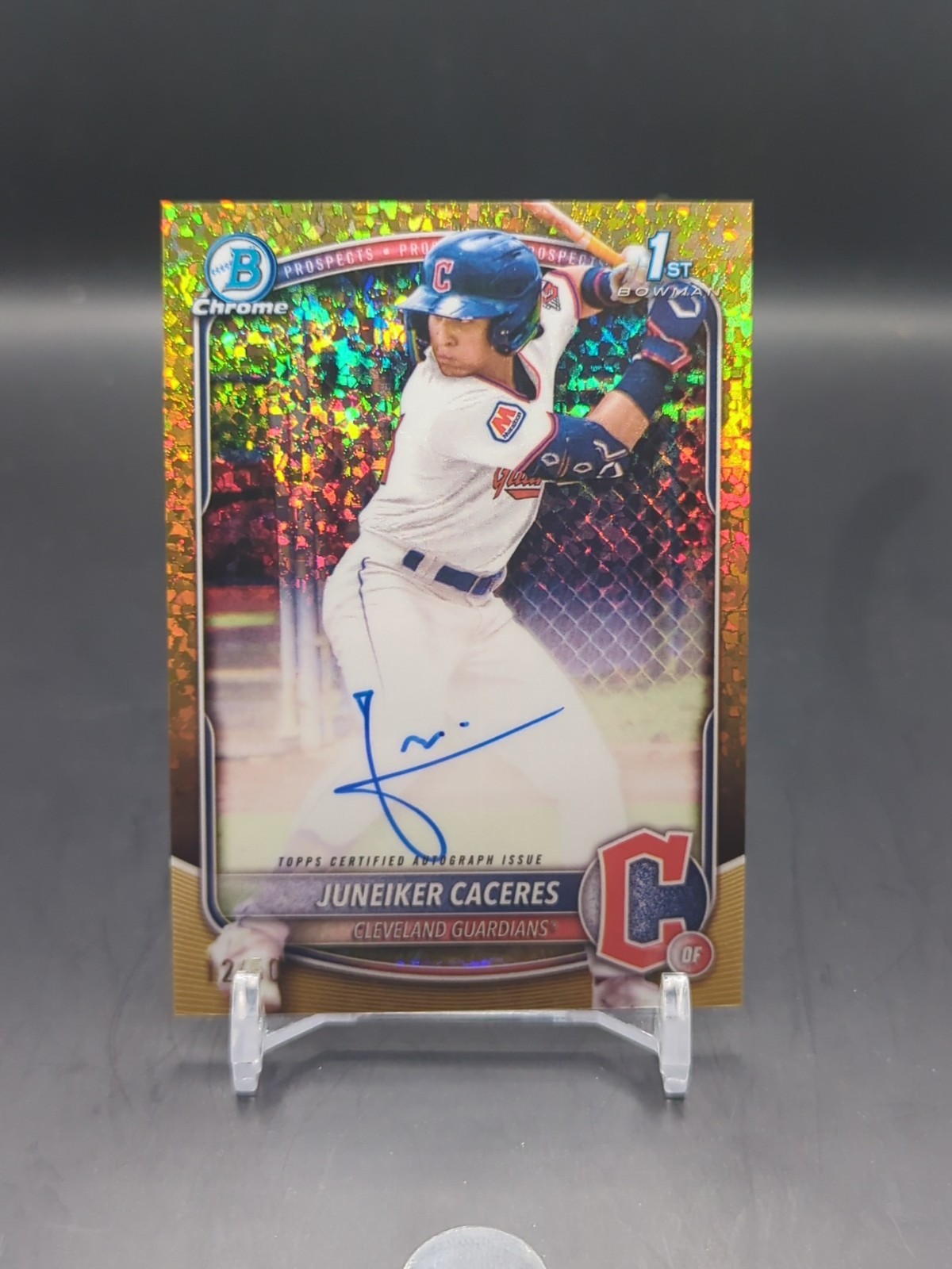 2025 Bowman Chrome Juneiker Caceres Gold Shimmer Auto /50 1st Autograph