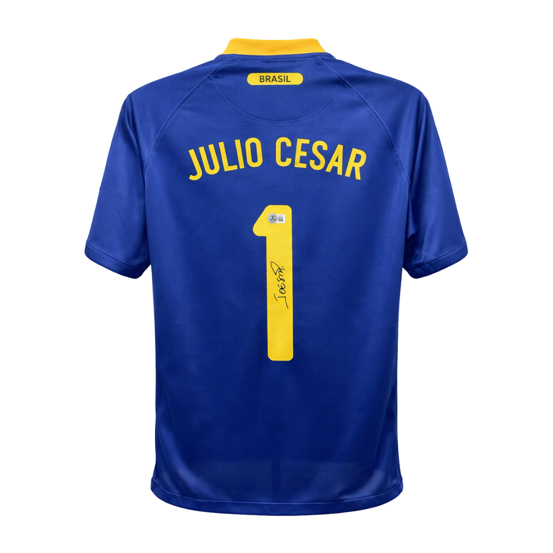 Julio Cesar Signed Brazil FC Away Soccer Jersey #1 with Beckett