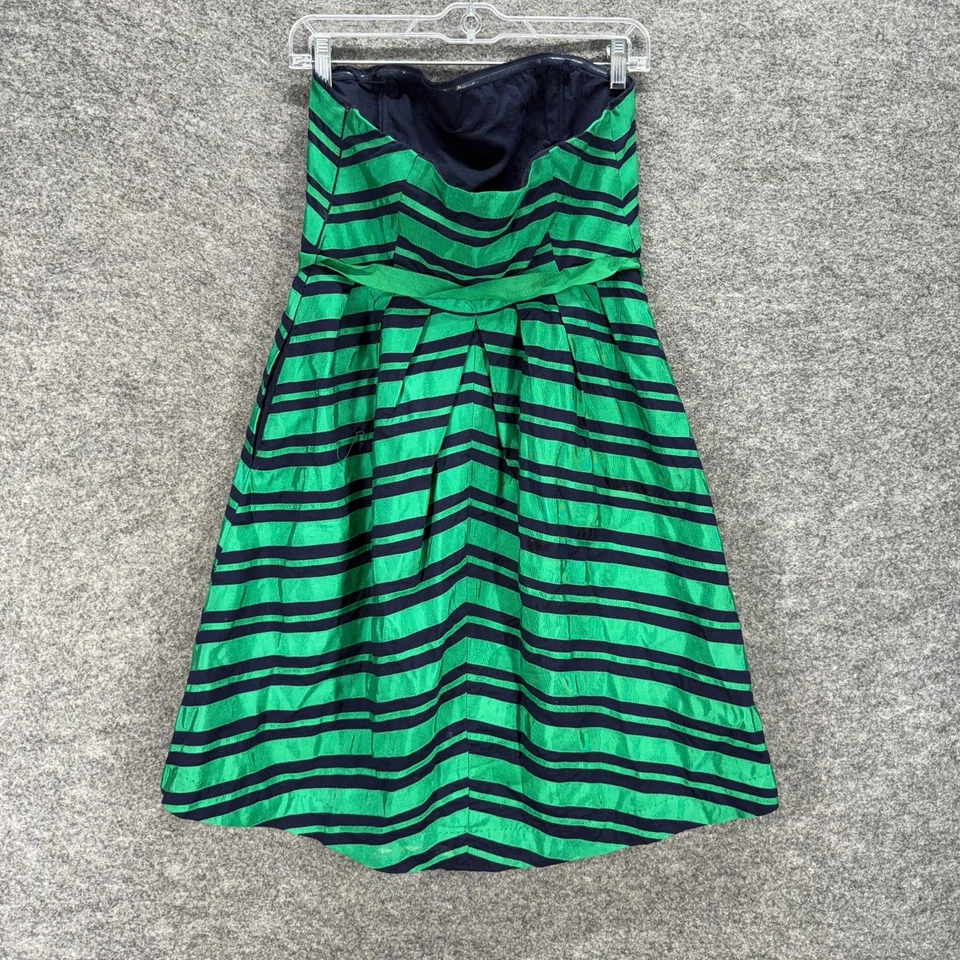 Vestido Moulinette Soeurs Mujer 8 Verde Rayas Funda Midi Cremallera Cinturón Forrado Foto 2 de 4