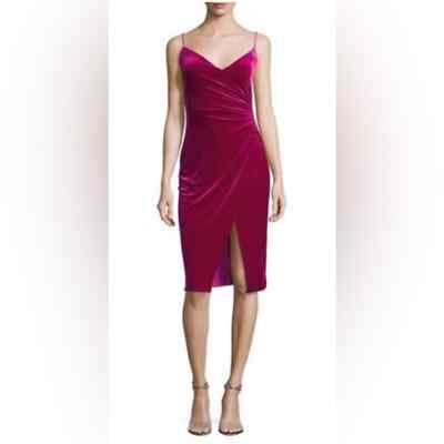 black halo red velvet dress NWT Black Halo Bowery V-Neck Velvet Sheath Dress Pink Size 6