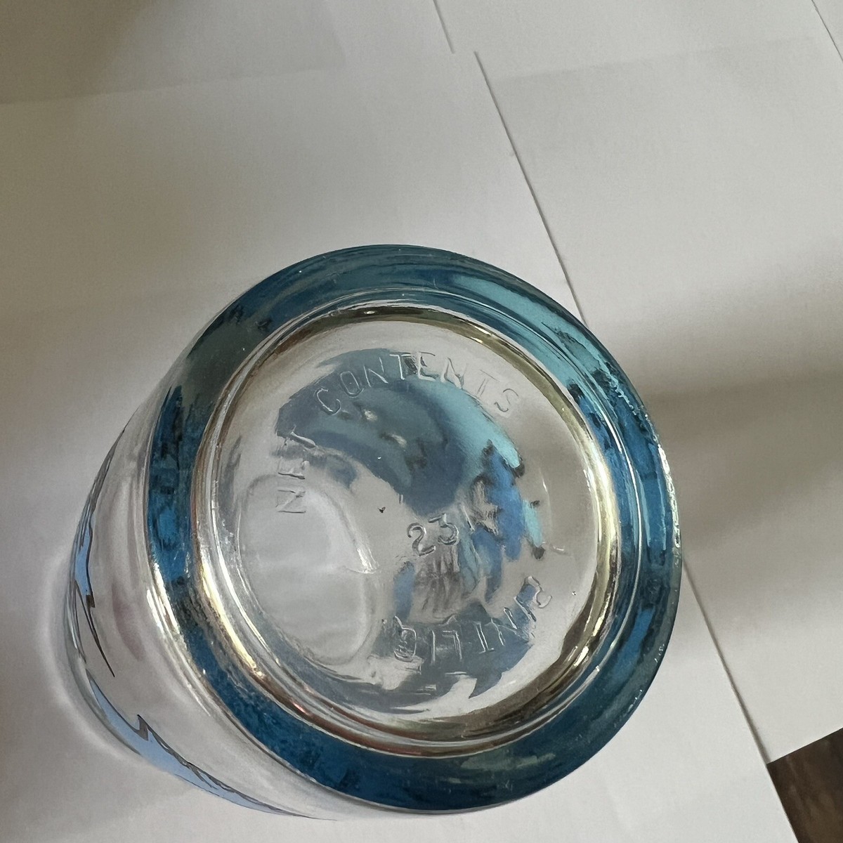VTG Sour cream 1 Pint Glass Midcentury Blue Zoo Animals 60s