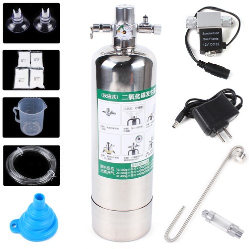 2L Stainless Steel Cylinder Aquarium CO2 Generator Reactor System Kit for Plants
