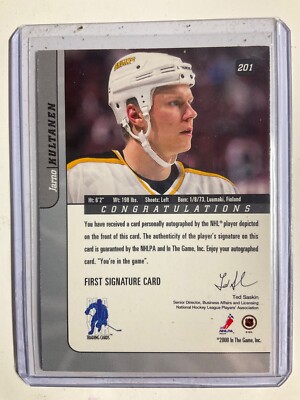 2000-01 ITG Be A Player Signature Series Jarno Kultanen #201