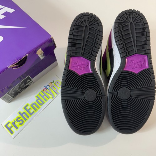 Nike SB Dunk Low Pro Sneakers Size 7.5 Red Plum Black Taxi Citrin Shoes NEW - Picture 7 of 8