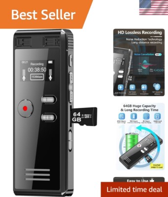Professional 64GB Digital Voice Recorder with 4552 Hours & Noise Cancellation