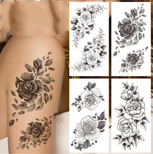 4 Sheets / Set Temporary Tattoo Stickers Waterproof Rose Flowers Arm Body Art