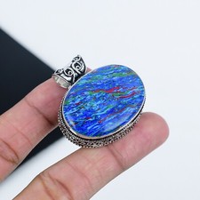 Rainbow Calsilica Gemstone Handmade 925 Sterling Silver Pendant For Love Gifts