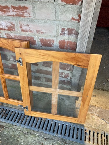 Armario de pino natural macizo armario puerta de cristal x 2 46 cm ancho x 55 cm alto - Imagen 4 de 4