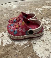 Crocs Iconic Comfort Sandals Youth 6 Slip On Clogs Pink Floral Low Top Round