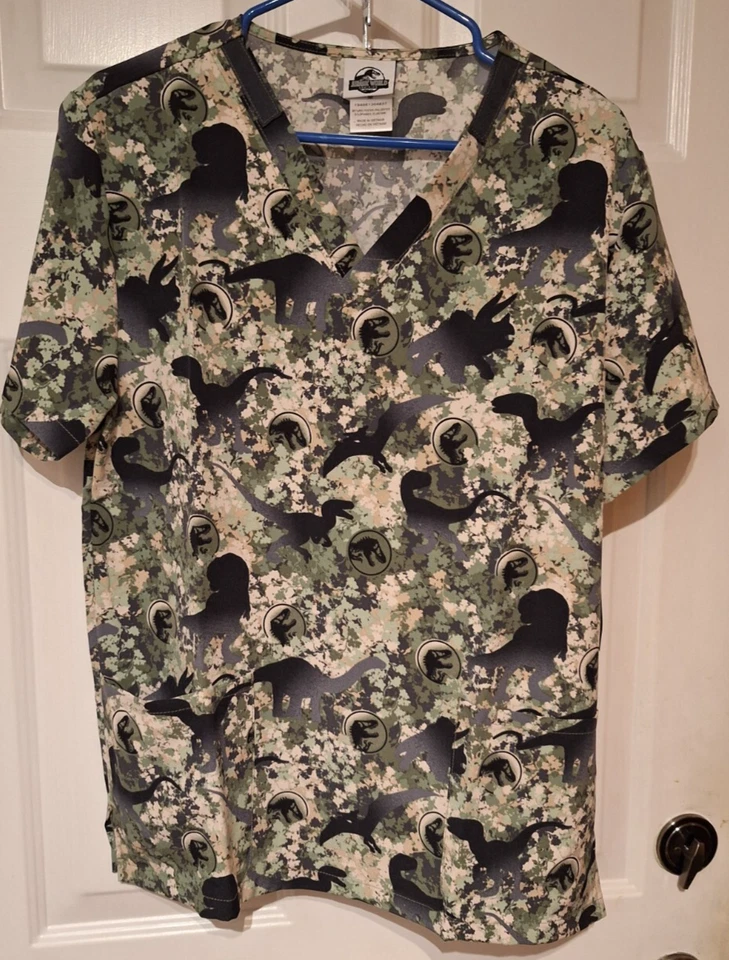 Jurassic World Cherokee Scrubs Tooniforms Unisex Size M Modern V Neck Top NWT - Image 2 of 4