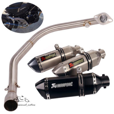 For CF-Moto ST125 Whole System Exhaust Header Link Pipe Black Muffler Tips 370mm