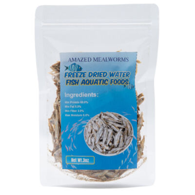Amazed Mealworms 1oz Fresh Water Freeze Dried Fish for Piranha, Turtles, Cats